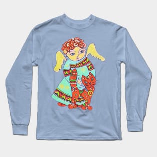 The angel with the cat Long Sleeve T-Shirt